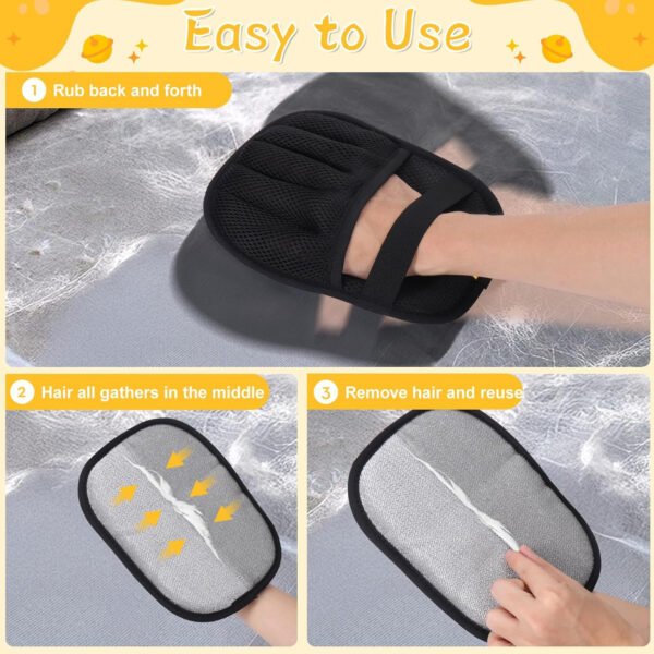 2 guantes de depilación de mascotas – Herramienta reutilizable de depilación de mascotas con dedos divididos para gatos y perros, removedor electrostático de pelo para sofá, alfombra, muebles, coche - Imagen 21