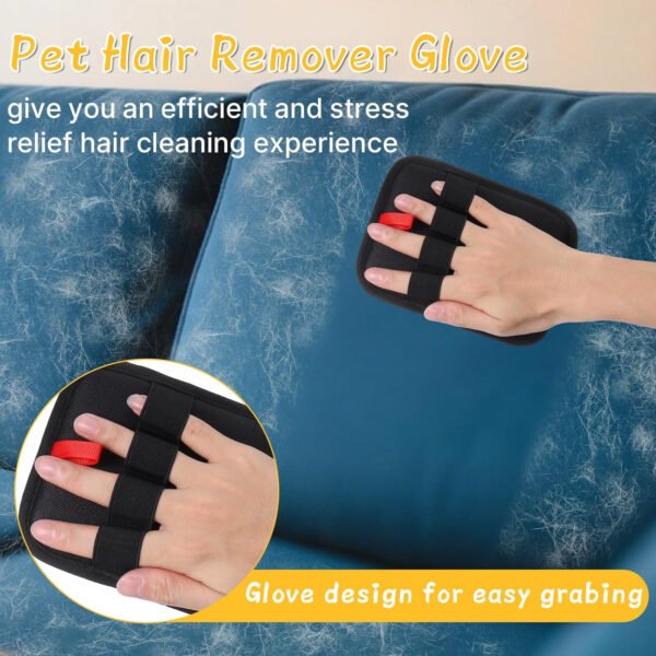 2 guantes de depilación de mascotas – Herramienta reutilizable de depilación de mascotas con dedos divididos para gatos y perros, removedor electrostático de pelo para sofá, alfombra, muebles, coche - Imagen 29