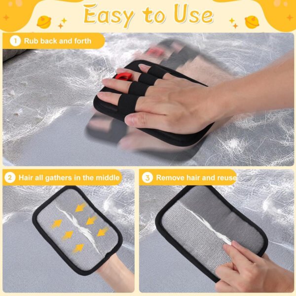 2 guantes de depilación de mascotas – Herramienta reutilizable de depilación de mascotas con dedos divididos para gatos y perros, removedor electrostático de pelo para sofá, alfombra, muebles, coche - Imagen 30