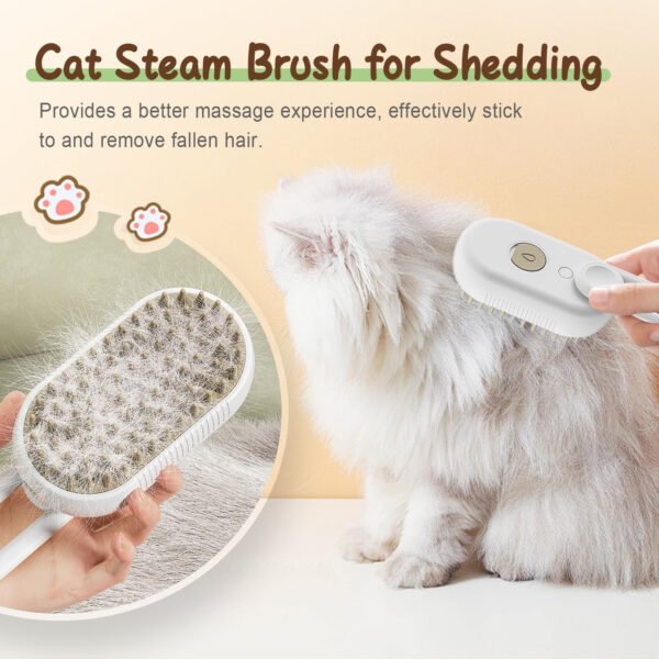 Cepillo de vapor para mascotas, cepillo de vapor 3 en 1 para gatos para quitar y arreglarse, peine multifuncional de limpieza para perros (caqui) - Imagen 6