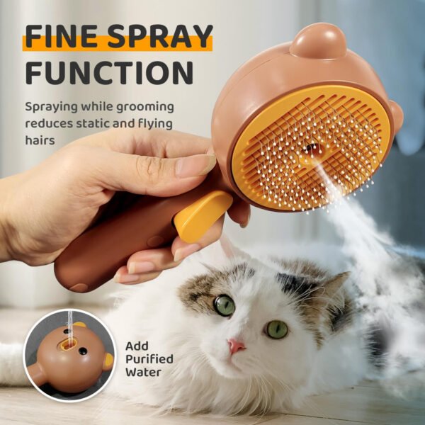 Cepillo de vapor para gatos, peine de eliminación de pelo de mascotas con botón de liberación, cepillo 3 en 1 para gatos de interior para desprendimiento, cepillos impermeables para mascotas para - Imagen 13