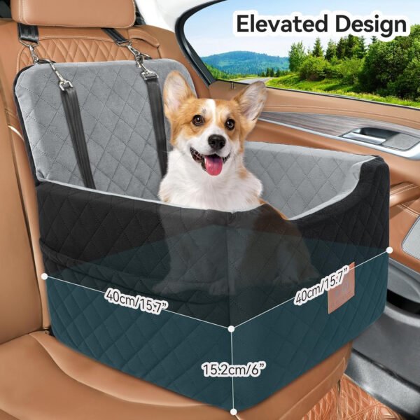 Asiento de automóvil para perros pequeños/medianos de menos de 35 libras, asientos elevadores de espuma viscoelástica para perros, asiento de automóvil para mascotas desmontable y lavable - Imagen 4