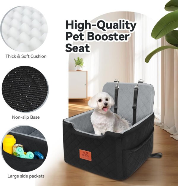 Asiento de automóvil para perros pequeños/medianos de menos de 35 libras, asientos elevadores de espuma viscoelástica para perros, asiento de automóvil para mascotas desmontable y lavable - Imagen 5