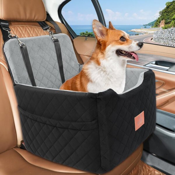 Asiento de automóvil para perros pequeños/medianos de menos de 35 libras, asientos elevadores de espuma viscoelástica para perros, asiento de automóvil para mascotas desmontable y lavable - Imagen 9