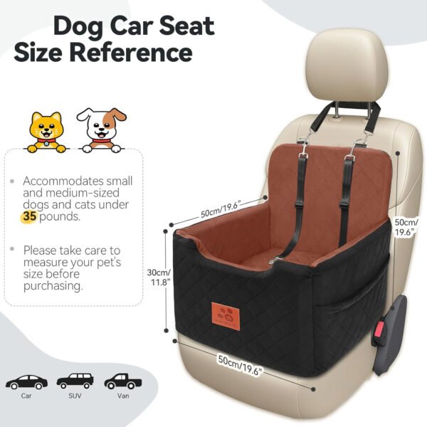 Asiento de automóvil para perros pequeños/medianos de menos de 35 libras, asientos elevadores de espuma viscoelástica para perros, asiento de automóvil para mascotas desmontable y lavable - Imagen 10
