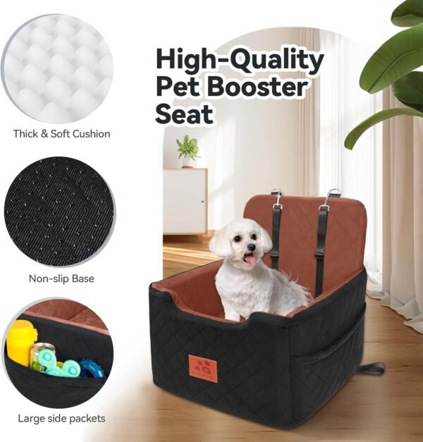 Asiento de automóvil para perros pequeños/medianos de menos de 35 libras, asientos elevadores de espuma viscoelástica para perros, asiento de automóvil para mascotas desmontable y lavable - Imagen 12