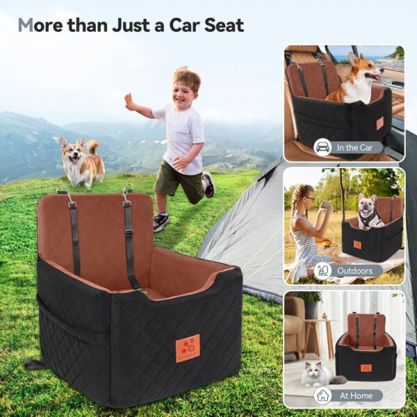Asiento de automóvil para perros pequeños/medianos de menos de 35 libras, asientos elevadores de espuma viscoelástica para perros, asiento de automóvil para mascotas desmontable y lavable - Imagen 14