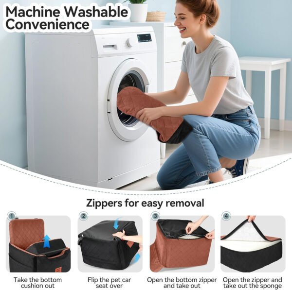 Asiento de automóvil para perros pequeños/medianos de menos de 35 libras, asientos elevadores de espuma viscoelástica para perros, asiento de automóvil para mascotas desmontable y lavable - Imagen 15