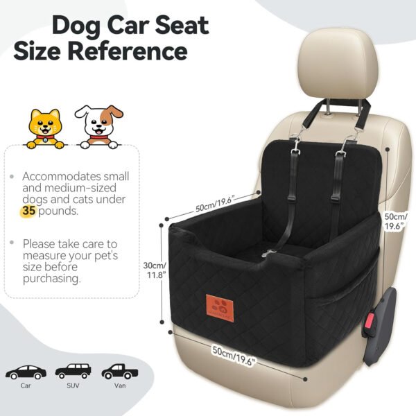 Asiento de automóvil para perros pequeños/medianos de menos de 35 libras, asientos elevadores de espuma viscoelástica para perros, asiento de automóvil para mascotas desmontable y lavable - Imagen 18