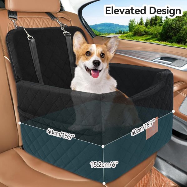 Asiento de automóvil para perros pequeños/medianos de menos de 35 libras, asientos elevadores de espuma viscoelástica para perros, asiento de automóvil para mascotas desmontable y lavable - Imagen 19