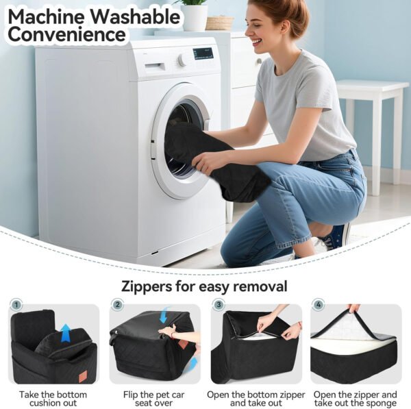 Asiento de automóvil para perros pequeños/medianos de menos de 35 libras, asientos elevadores de espuma viscoelástica para perros, asiento de automóvil para mascotas desmontable y lavable - Imagen 23