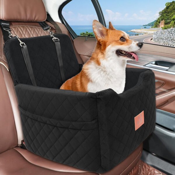 Asiento de automóvil para perros pequeños/medianos de menos de 35 libras, asientos elevadores de espuma viscoelástica para perros, asiento de automóvil para mascotas desmontable y lavable - Imagen 24