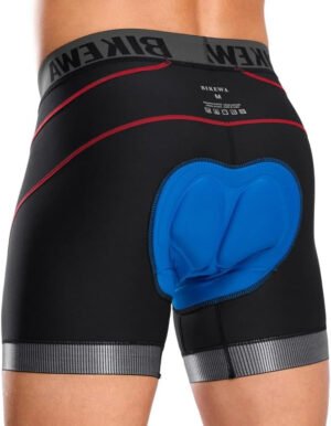 Bikewa Ropa interior de ciclismo para hombre con empuñaduras antideslizantes en las piernas, pantalones cortos acolchados 4D para bicicleta MTB Liner para ciclismo, equitación