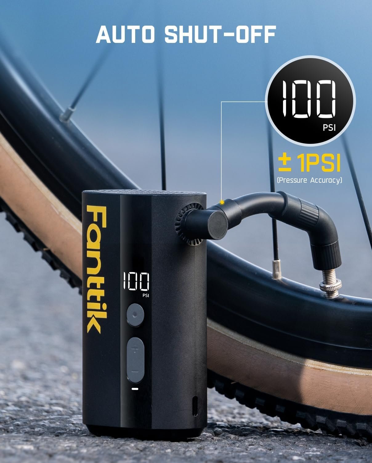 Fanttik X9 Ace Mini bomba de bicicleta, bomba de bicicleta de inflado rápido de 32 segundos con manómetro, bomba de aire eléctrica de 150 PSI con válvula Presta y Schrader, adecuada para bicicleta de - Imagen 6