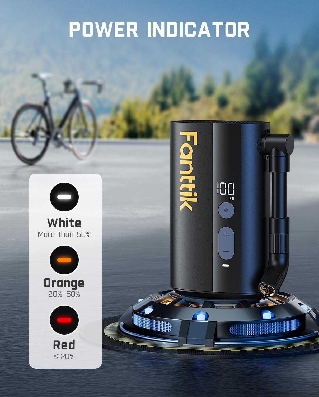 Fanttik X9 Ace Mini bomba de bicicleta, bomba de bicicleta de inflado rápido de 32 segundos con manómetro, bomba de aire eléctrica de 150 PSI con válvula Presta y Schrader, adecuada para bicicleta de - Imagen 9