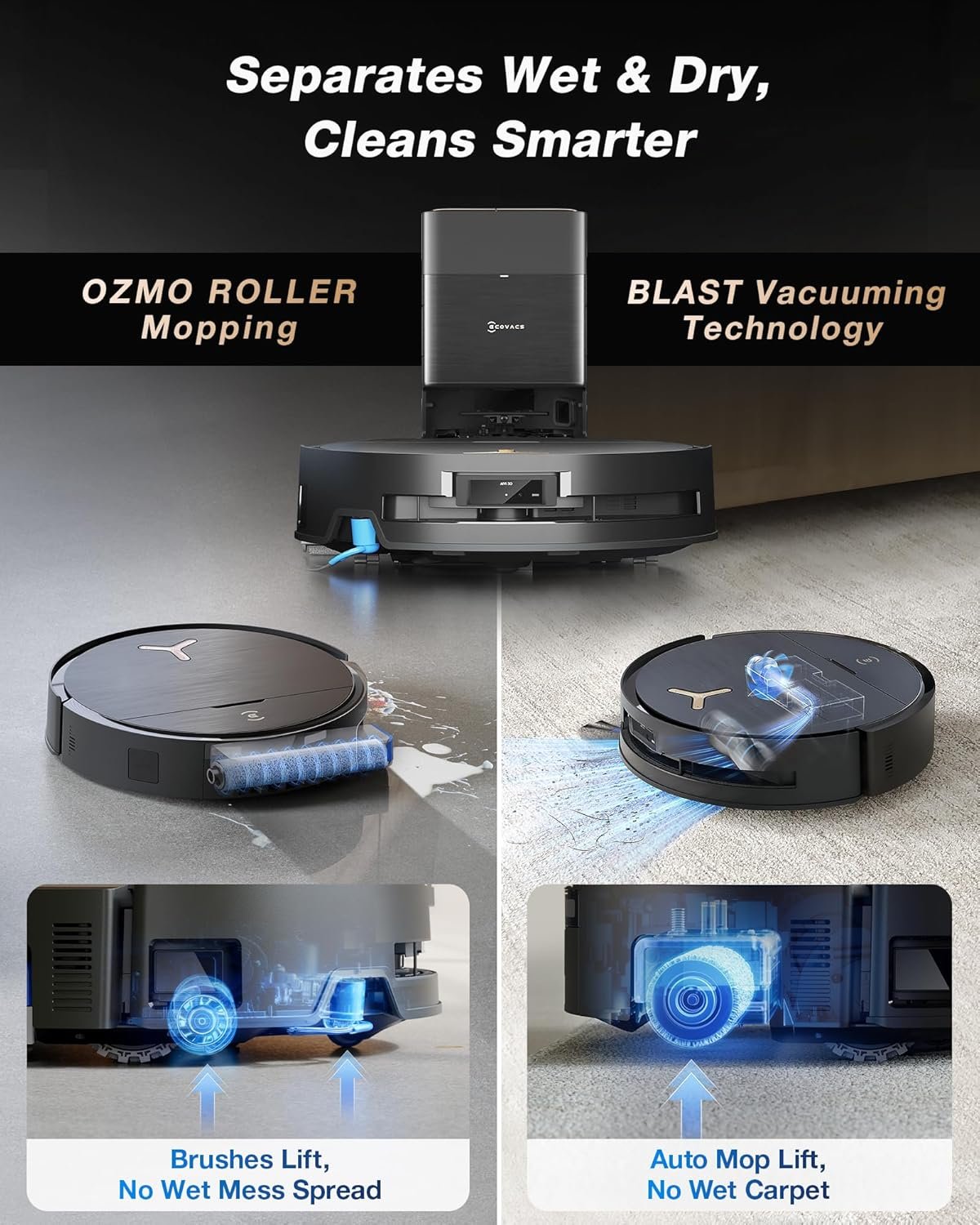 ECOVACS DEEBOT T80 Omni Robot Aspirador y trapeador, succión de 18,000 Pa, lavado de mopa OZMO™ en tiempo real, vaciado automático, secado con aire caliente, navegación AI, cepillo antienredos, para - Imagen 11