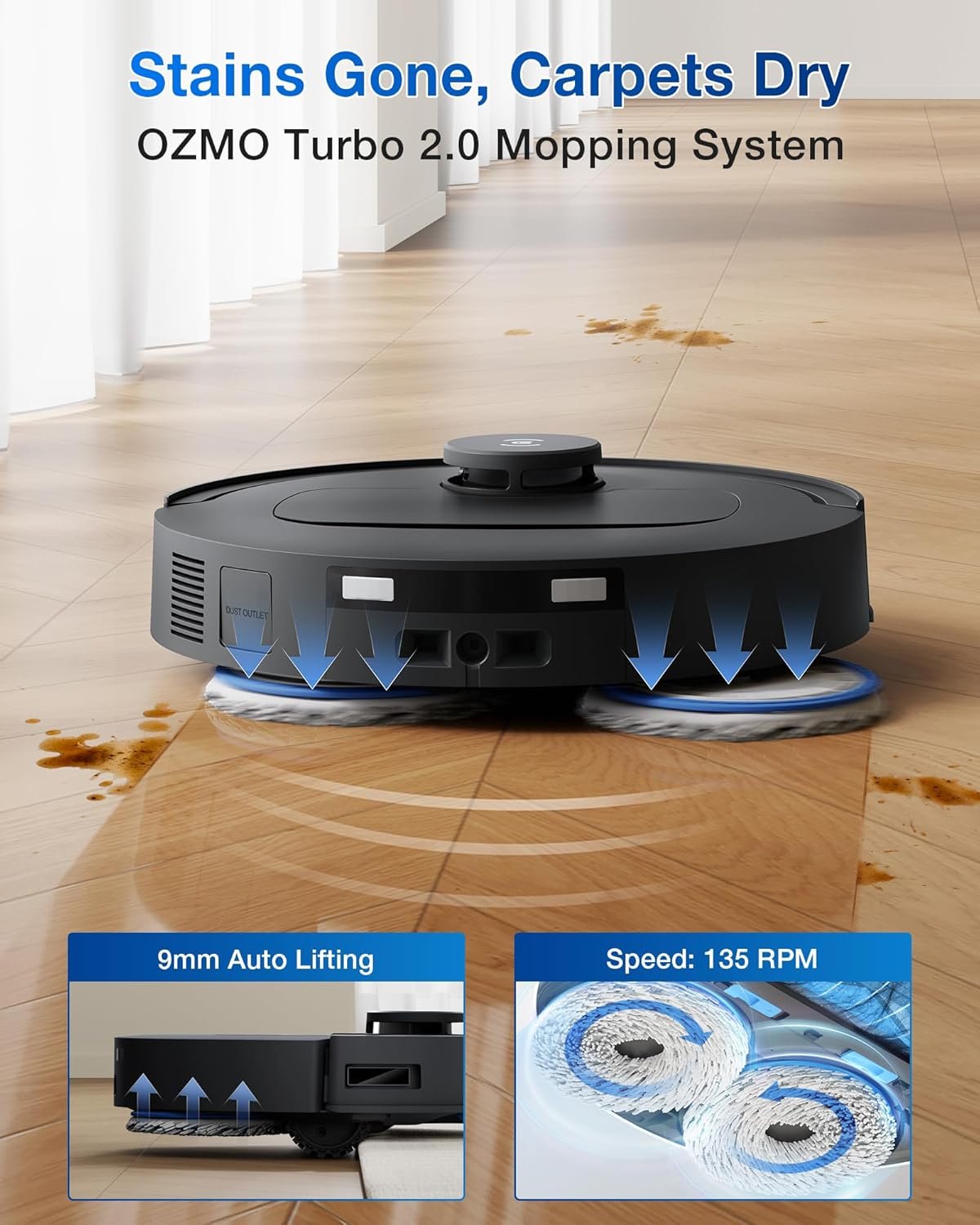 ECOVACS DEEBOT T80 Omni Robot Aspirador y trapeador, succión de 18,000 Pa, lavado de mopa OZMO™ en tiempo real, vaciado automático, secado con aire caliente, navegación AI, cepillo antienredos, para - Imagen 22