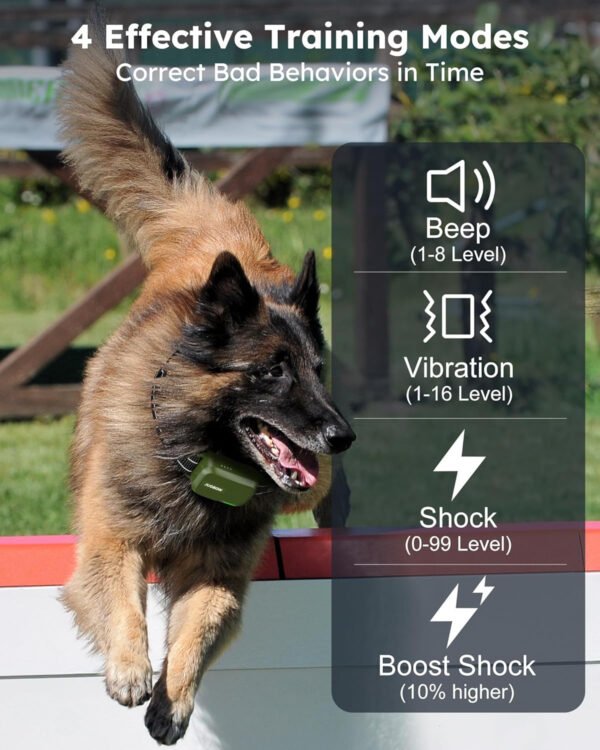 Jugbow Collar de choque para perros, 2 perros (10-120 libras) – Collar de entrenamiento de perros de 4200 pies con control remoto IPX7, impermeable, collar eléctrico con 4 modos de entrenamiento, - Imagen 2