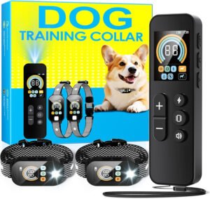 Collar de choque para perros para 2 perros (10-120 libras), collar de entrenamiento remoto de 4200 pies con luz para paseos nocturnos, 3 modos de entrenamiento, collar electrónico recargable