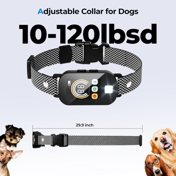 Collar de choque para perros para 2 perros (10-120 libras), collar de entrenamiento remoto de 4200 pies con luz para paseos nocturnos, 3 modos de entrenamiento, collar electrónico recargable - Imagen 7