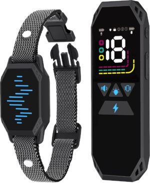Collar de entrenamiento para perros, collar de choque para perros con control remoto, 2500 pies y 4 modos de entrenamiento pitido, vibración, choque eléctrico, IP67 impermeable, recargable, collar