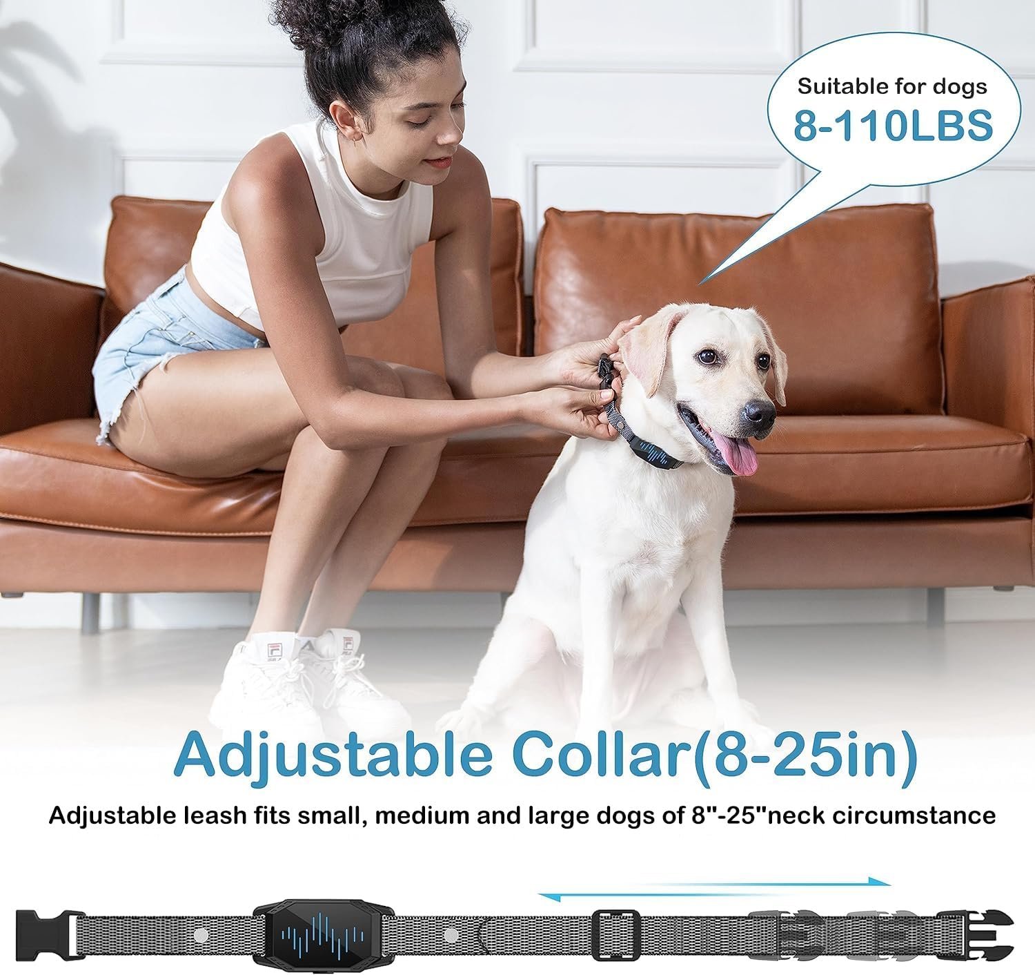 Collar de entrenamiento para perros, collar de choque para perros con control remoto, 2500 pies y 4 modos de entrenamiento pitido, vibración, choque eléctrico, IP67 impermeable, recargable, collar - Imagen 4