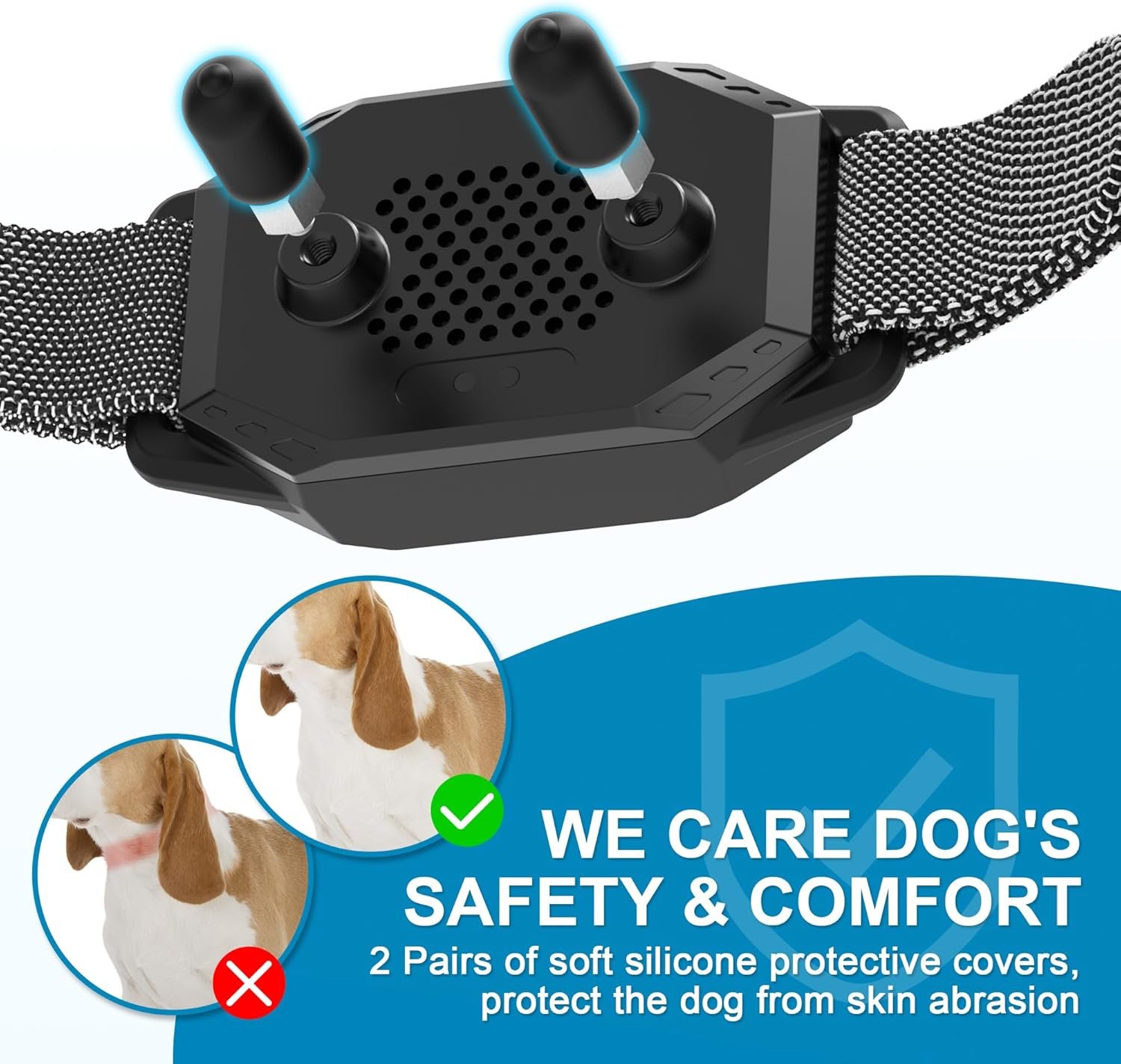 Collar de entrenamiento para perros, collar de choque para perros con control remoto, 2500 pies y 4 modos de entrenamiento pitido, vibración, choque eléctrico, IP67 impermeable, recargable, collar - Imagen 14