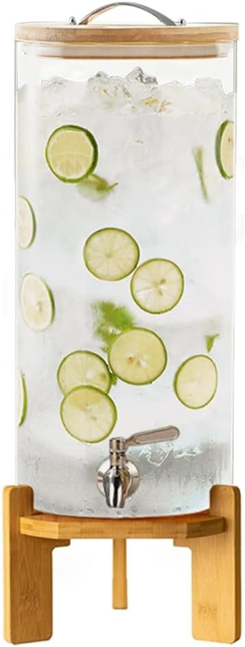 Dispensador de bebidas, dispensador de bebidas de vidrio de 2.1 galones con soporte, dispensador de agua de vidrio con espiga, dispensadores de bebidas grandes para fiestas, bares, restaurantes, 8L - Imagen 7