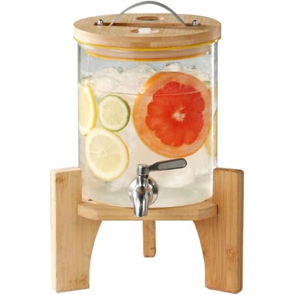 Dispensador de bebidas, dispensador de bebidas de vidrio de 2.1 galones con soporte, dispensador de agua de vidrio con espiga, dispensadores de bebidas grandes para fiestas, bares, restaurantes, 8L - Imagen 12