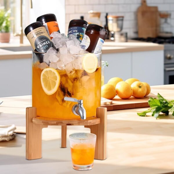 Dispensador de bebidas, dispensador de bebidas de vidrio de 2.1 galones con soporte, dispensador de agua de vidrio con espiga, dispensadores de bebidas grandes para fiestas, bares, restaurantes, 8L - Imagen 13