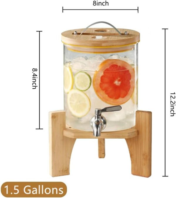 Dispensador de bebidas, dispensador de bebidas de vidrio de 2.1 galones con soporte, dispensador de agua de vidrio con espiga, dispensadores de bebidas grandes para fiestas, bares, restaurantes, 8L - Imagen 14