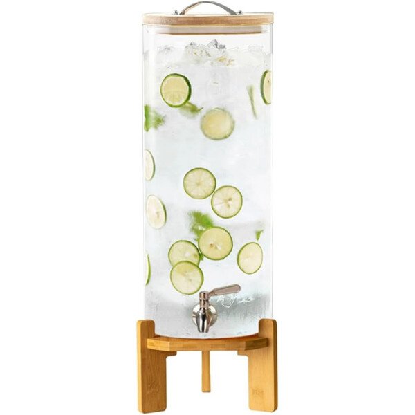 Dispensador de bebidas, dispensador de bebidas de vidrio de 2.1 galones con soporte, dispensador de agua de vidrio con espiga, dispensadores de bebidas grandes para fiestas, bares, restaurantes, 8L - Imagen 17