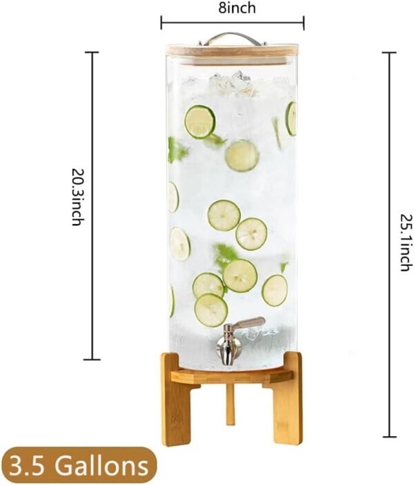 Dispensador de bebidas, dispensador de bebidas de vidrio de 2.1 galones con soporte, dispensador de agua de vidrio con espiga, dispensadores de bebidas grandes para fiestas, bares, restaurantes, 8L - Imagen 19