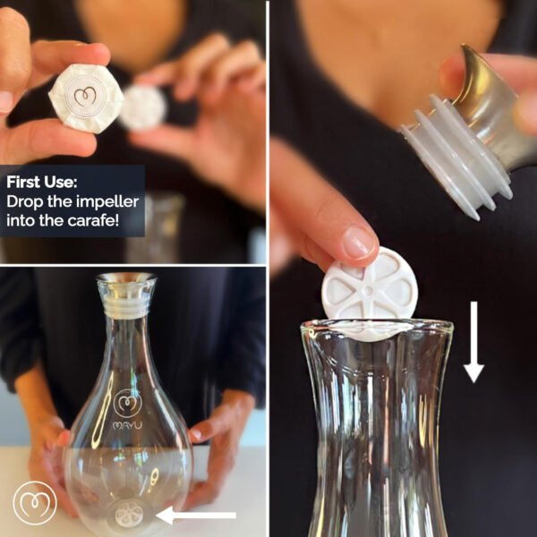 MAYU Jarra de agua estructurada con remolino, innovadora tecnología Vortex soplada a mano. Filtro de ósmosis inversa con soporte dispensador de agua de aireación de 1.5 litros| Diseño de jarra de - Imagen 7