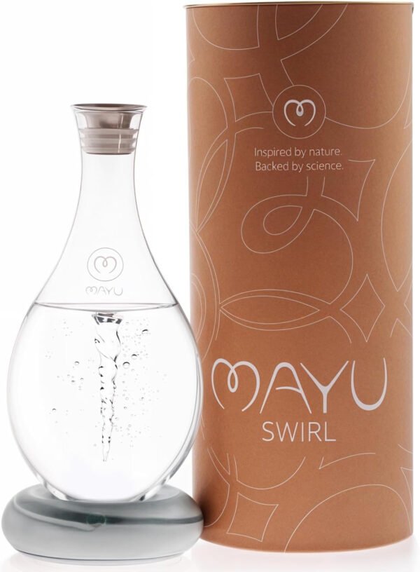 MAYU Jarra de agua estructurada con remolino, innovadora tecnología Vortex soplada a mano. Filtro de ósmosis inversa con soporte dispensador de agua de aireación de 1.5 litros| Diseño de jarra de - Imagen 12