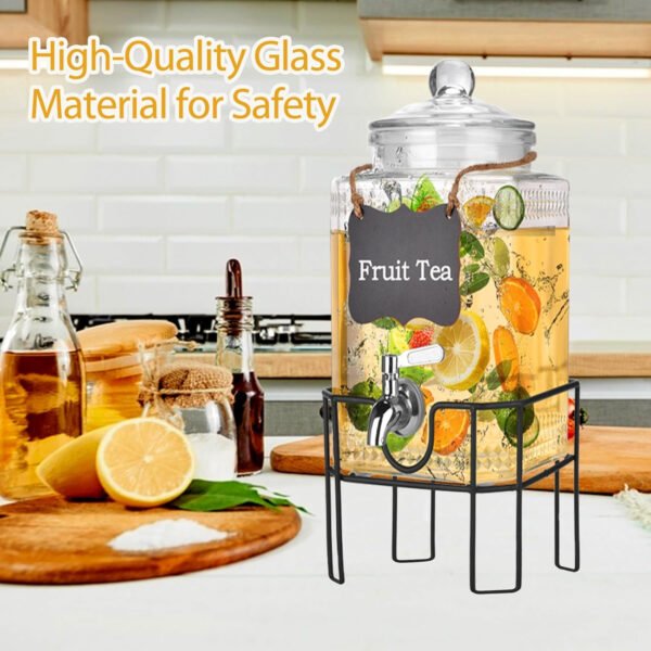 Dispensador de bebidas de vidrio de 2 galones, dispensadores de bebidas para fiestas, dispensador de bebidas con soporte y tapa de vidrio, grifo 100% a prueba de fugas, ideal para limonada, jugo, té - Imagen 20