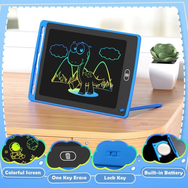 Paquete de 12 tabletas de escritura LCD para niños, tableta de dibujo colorida de 8.5 pulgadas, bloc de garabatos borrables para niños pequeños, juguetes educativos de aprendizaje, regalos de - Imagen 5