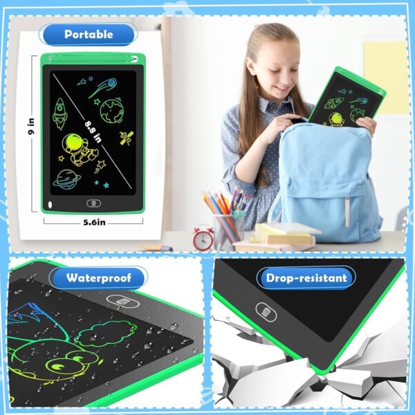 Paquete de 12 tabletas de escritura LCD para niños, tableta de dibujo colorida de 8.5 pulgadas, bloc de garabatos borrables para niños pequeños, juguetes educativos de aprendizaje, regalos de - Imagen 6