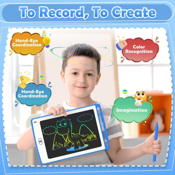 Paquete de 12 tabletas de escritura LCD para niños, tableta de dibujo colorida de 8.5 pulgadas, bloc de garabatos borrables para niños pequeños, juguetes educativos de aprendizaje, regalos de - Imagen 9