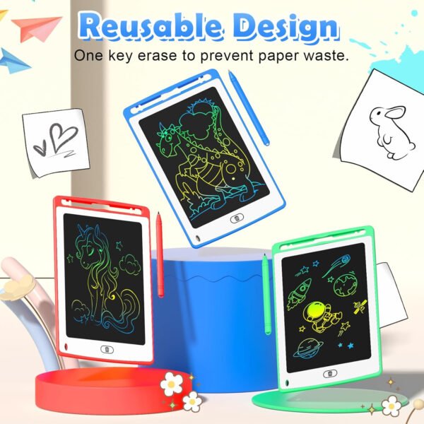 Paquete de 12 tabletas de escritura LCD para niños, tableta de dibujo colorida de 8.5 pulgadas, bloc de garabatos borrables para niños pequeños, juguetes educativos de aprendizaje, regalos de - Imagen 12