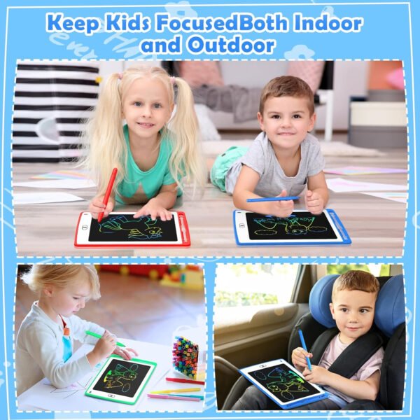 Paquete de 12 tabletas de escritura LCD para niños, tableta de dibujo colorida de 8.5 pulgadas, bloc de garabatos borrables para niños pequeños, juguetes educativos de aprendizaje, regalos de - Imagen 14