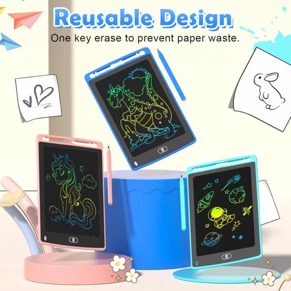 Paquete de 12 tabletas de escritura LCD para niños, tableta de dibujo colorida de 8.5 pulgadas, bloc de garabatos borrables para niños pequeños, juguetes educativos de aprendizaje, regalos de - Imagen 19