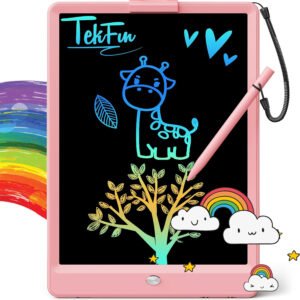 TEKFUN - Tablet de escritura con pantalla LCD, 10 pulgadas, tablet de dibujo con colores, juguetes de regalo para niñas y niños de 3 a 7 años (naranja)