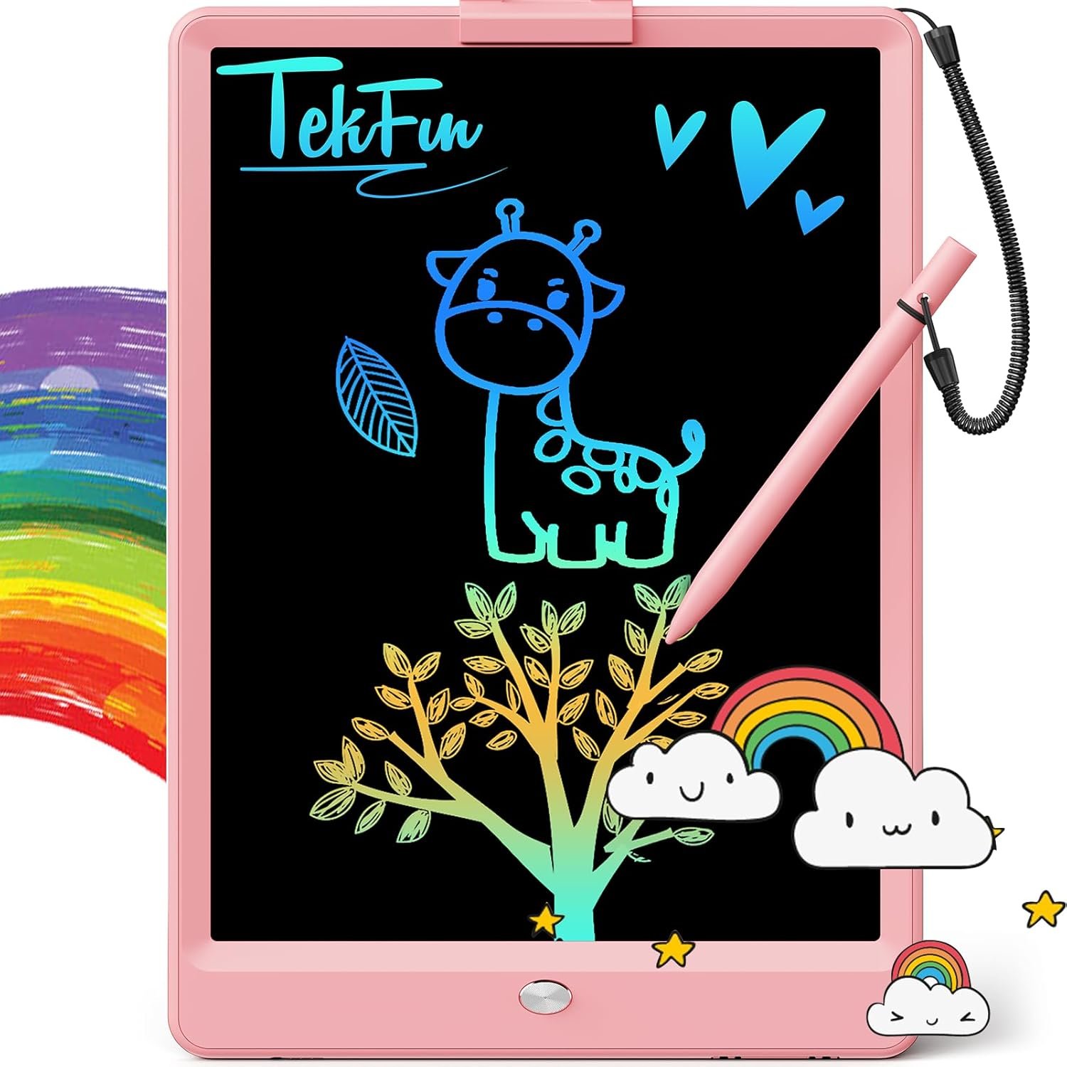TEKFUN - Tablet de escritura con pantalla LCD, 10 pulgadas, tablet de dibujo con colores, juguetes de regalo para niñas y niños de 3 a 7 años (naranja)