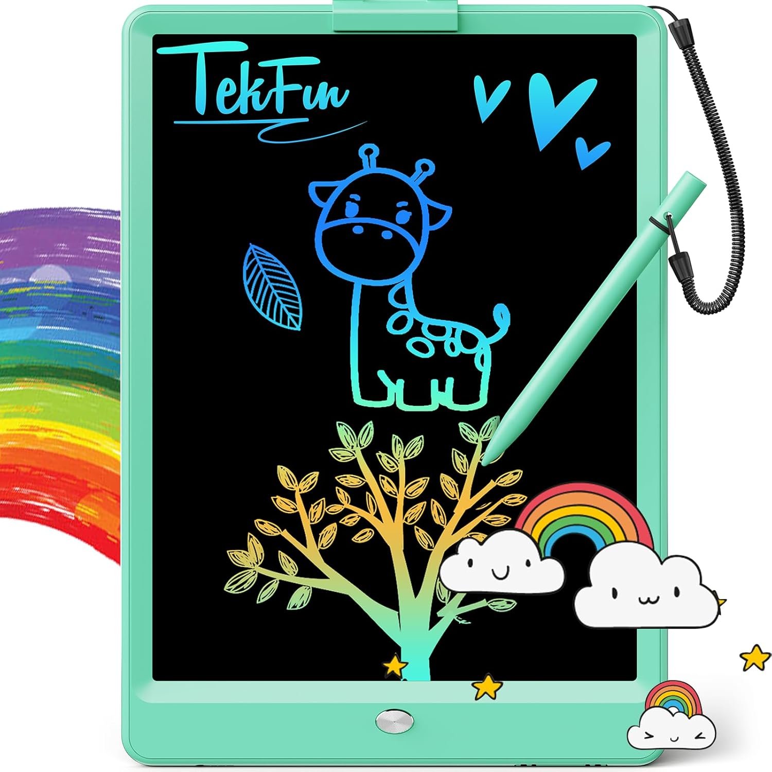 TEKFUN - Tablet de escritura con pantalla LCD, 10 pulgadas, tablet de dibujo con colores, juguetes de regalo para niñas y niños de 3 a 7 años (naranja) - Imagen 2