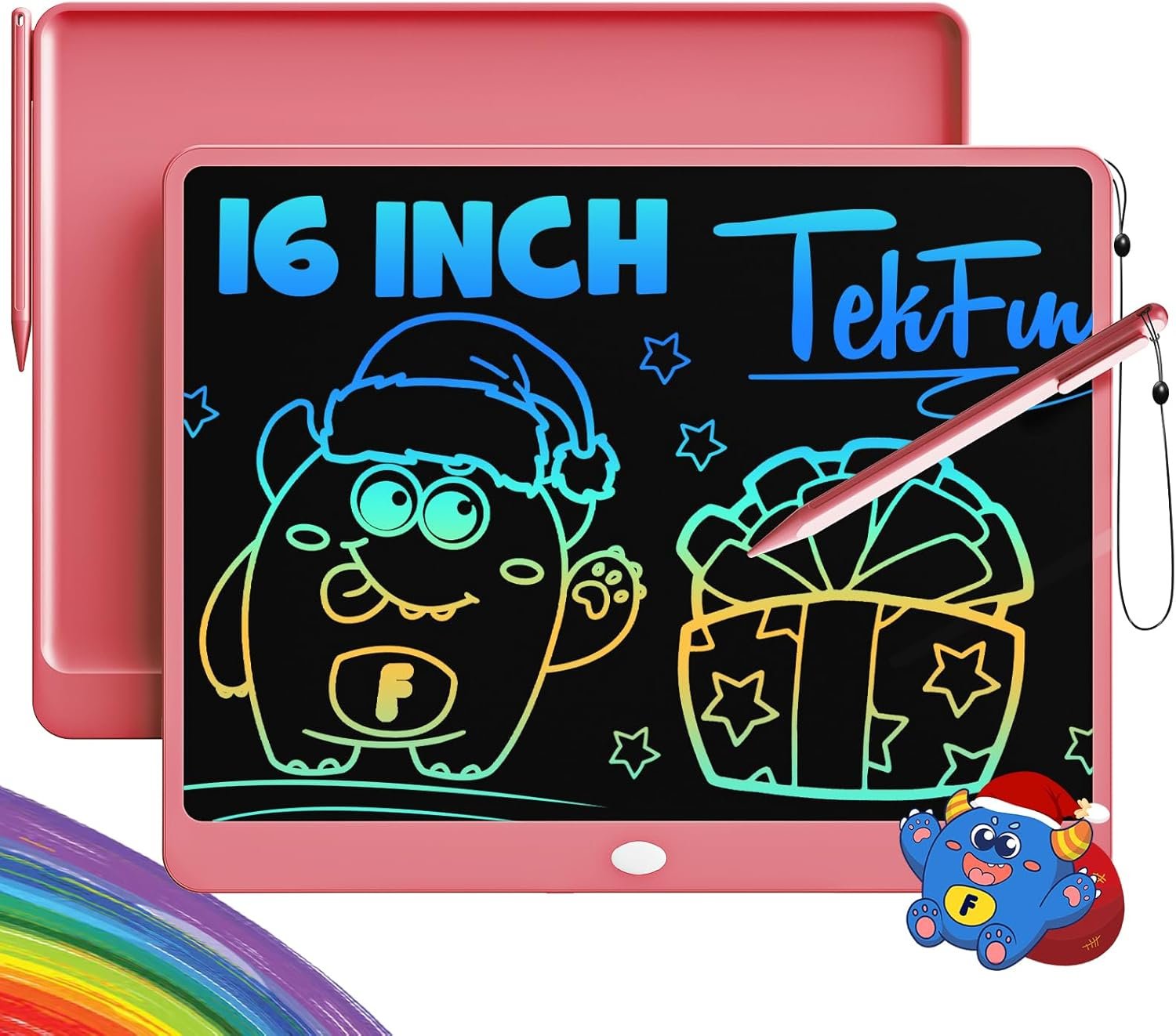 TEKFUN - Tablet de escritura con pantalla LCD, 10 pulgadas, tablet de dibujo con colores, juguetes de regalo para niñas y niños de 3 a 7 años (naranja) - Imagen 9