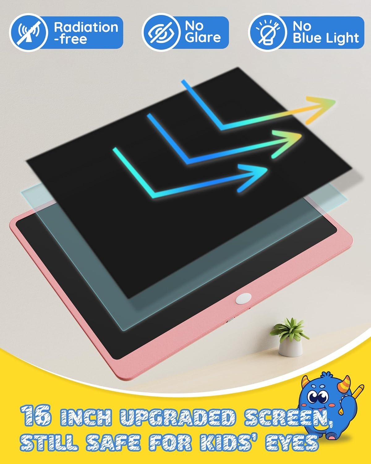 TEKFUN - Tablet de escritura con pantalla LCD, 10 pulgadas, tablet de dibujo con colores, juguetes de regalo para niñas y niños de 3 a 7 años (naranja) - Imagen 12