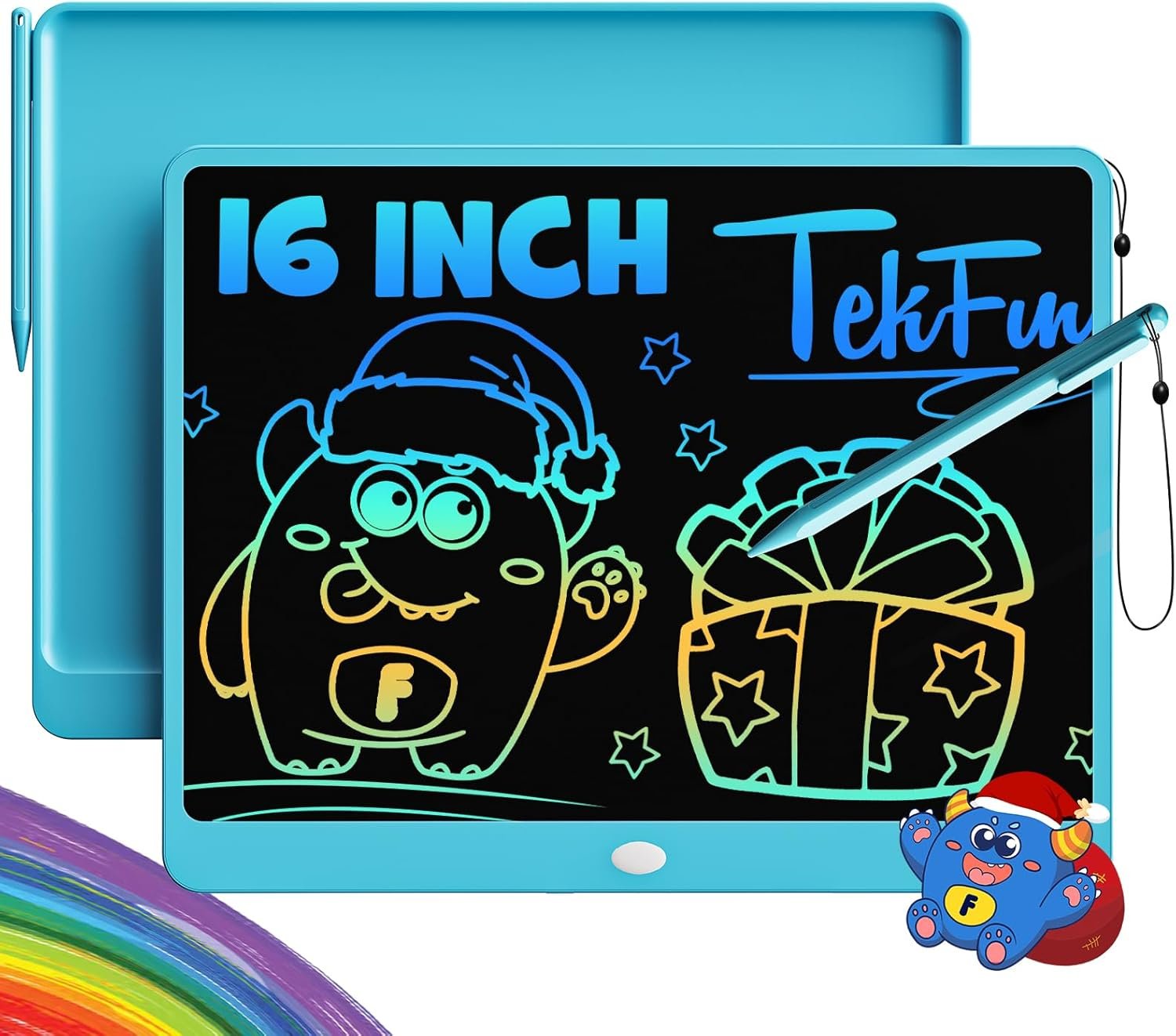 TEKFUN - Tablet de escritura con pantalla LCD, 10 pulgadas, tablet de dibujo con colores, juguetes de regalo para niñas y niños de 3 a 7 años (naranja) - Imagen 16