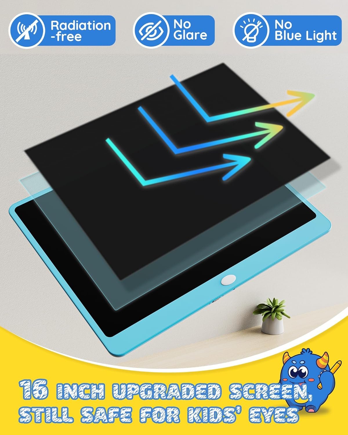 TEKFUN - Tablet de escritura con pantalla LCD, 10 pulgadas, tablet de dibujo con colores, juguetes de regalo para niñas y niños de 3 a 7 años (naranja) - Imagen 20