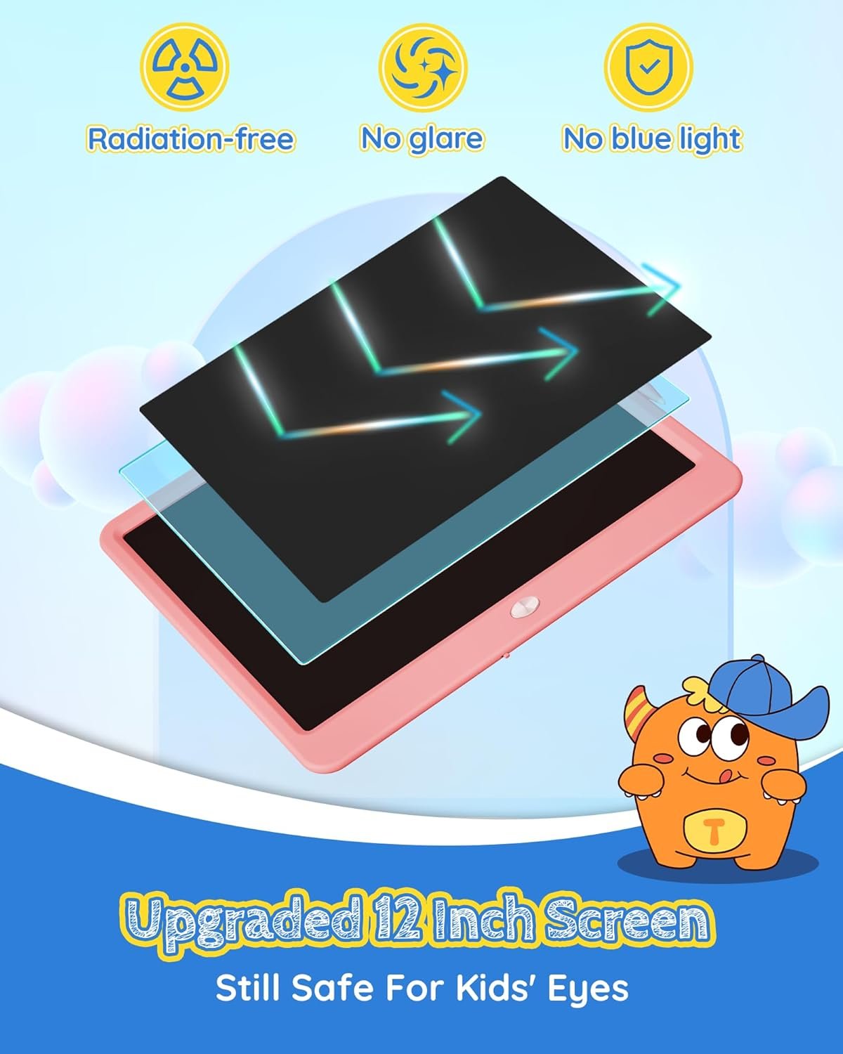 TEKFUN - Tablet de escritura con pantalla LCD, 10 pulgadas, tablet de dibujo con colores, juguetes de regalo para niñas y niños de 3 a 7 años (naranja) - Imagen 38